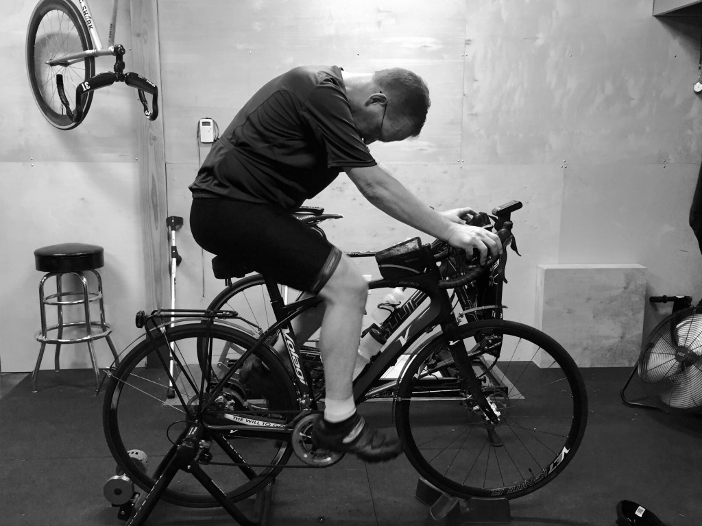 Howard deep into the 20 minute effort which will provide his baseline numbers for training zones